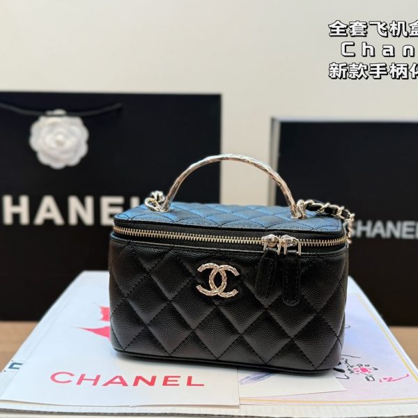 Chanel handle makeup bag