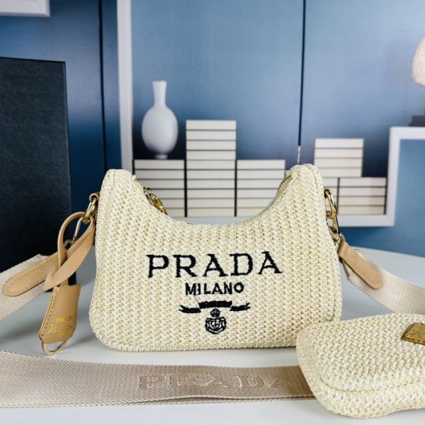 Prada light apricot woven bag